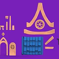 Creative Building Blocks Set with Various Shapes Colors and Architectural Parts Like Arches Walls Roofs