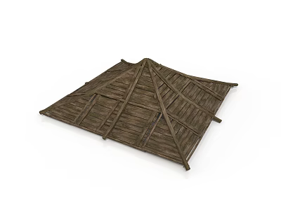 Wooden Roof Structure With Triangle Design And Square Base Model 3d model