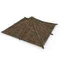 Wooden Roof Structure With Triangle Design And Square Base Model