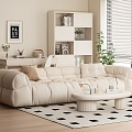 Cream Style Living Room Sofa Technology Cloth Sofa Cotton Candy Sofa Small Apartment Coffee Table Desk Study Table Bookcase Ornaments 3d model