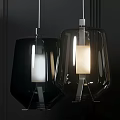 Modern Glass Pendant Lights With Black And Transparent Shades And Rectangular Lampshades