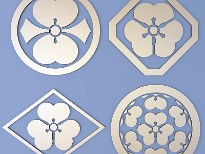 Elegant Intricate Carved Decorative Patterns with Round Hexagonal Diamond Shapes and Floral Centers 3d model