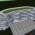 Modern Curved Office Building With Glass Windows And Multi Storey Exterior Design