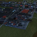 Aerial View Urban Planning with Residential Commercial Buildings Red Roofs Road Networks and Green Areas
