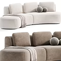 Cozy L Shaped Casual Sofa Set With Soft Fabric Plush Pillows And Throw Blanket