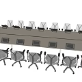 Modern Office Conference Table With Multiple Monitors And Ergonomic Chairs 3d model
