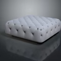 Gray Fabric Ottoman With Modern Tufted Button Design And Square Shape