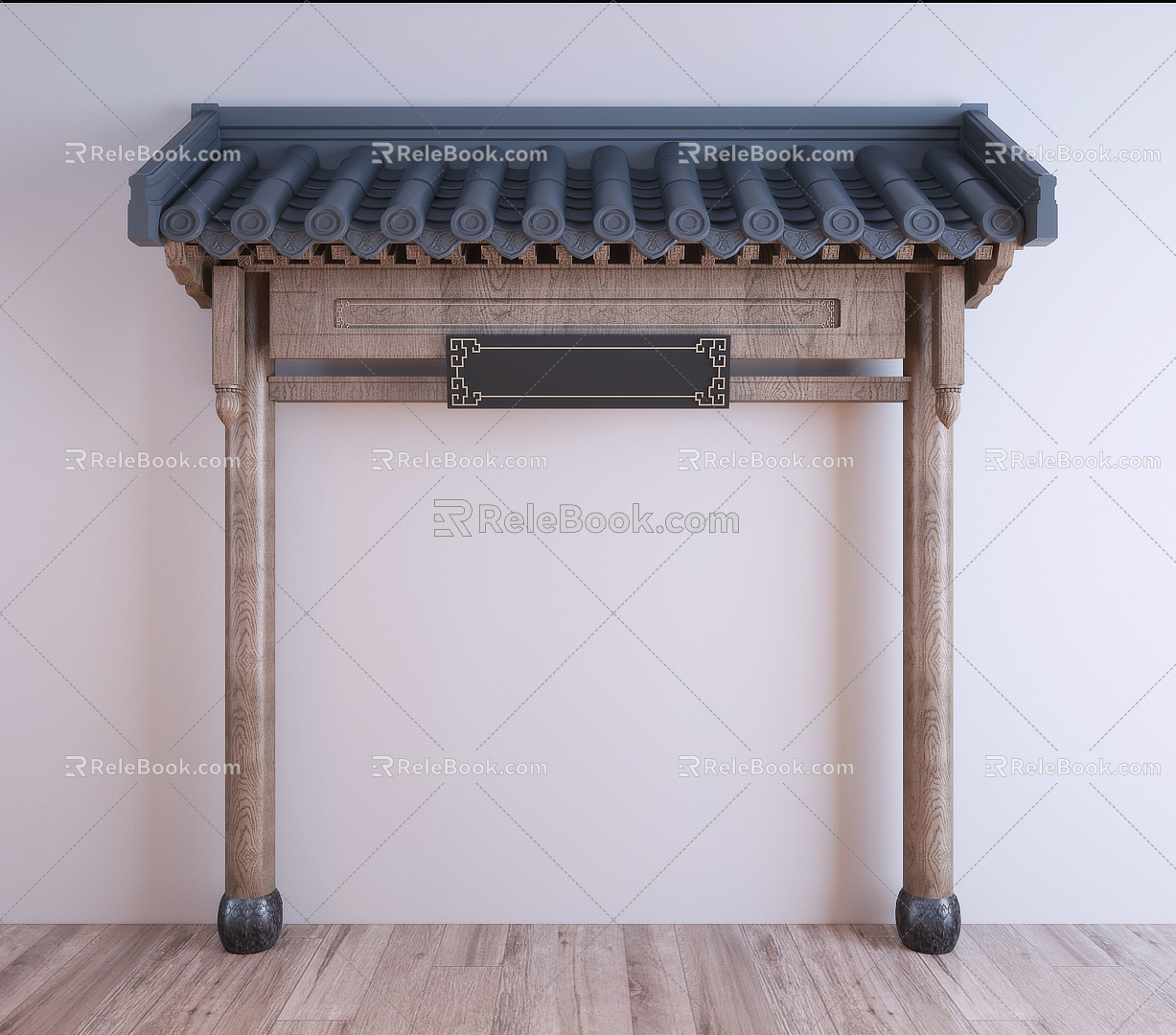 New Chinese style eaves eaves door head 3d model