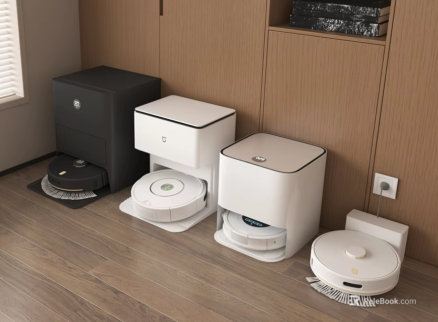 Various Robotic Vacuum Cleaners In Indoor Setting 3d model