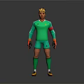 Game Movie Character In Green Goalkeeper Uniform With Blonde Hair And Captain Armband