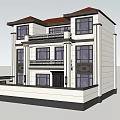Two Story Modern Detached Villa With White Exterior Dark Roof And Lush Green Lawn