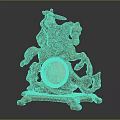 Artistic Musical Instruments And Art Supplies With Brass Warrior Figurine And Clock Ornament