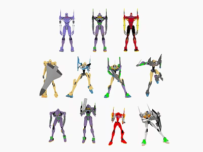 Intelligent Machines Various Colorful Models With Unique Poses And Detailed Designs 3d model