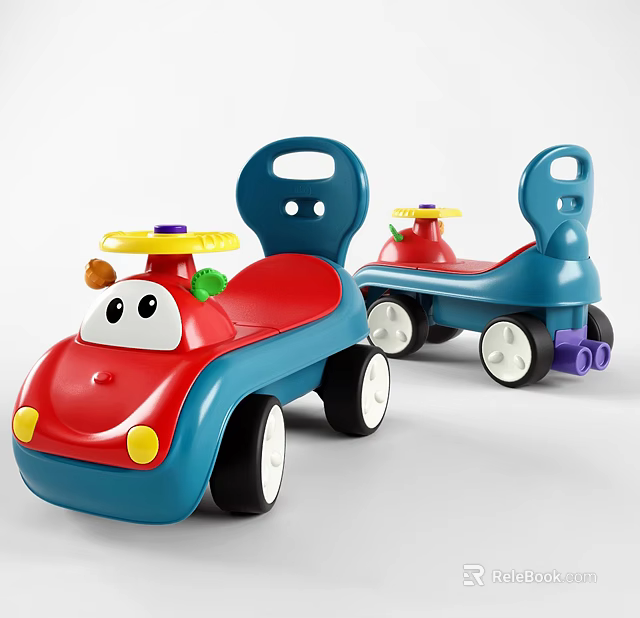 Electric Toys Ride On Cars With Red Blue Design Cute Steering Wheels For Kids 3d model 