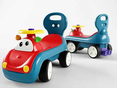 Electric Toys Ride On Cars With Red Blue Design Cute Steering Wheels For Kids 3d model