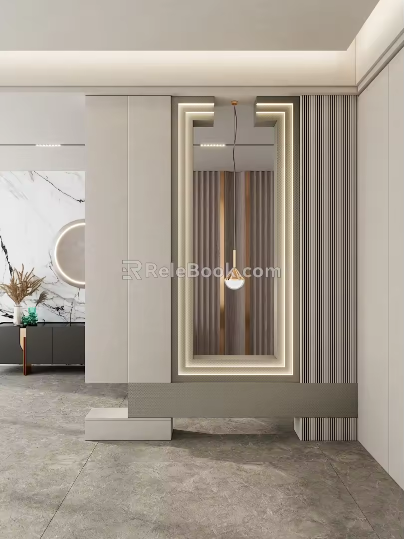 Modern Entrance Cabinet Cream Scarpa Stacked Structure Partition Entrance 3d model