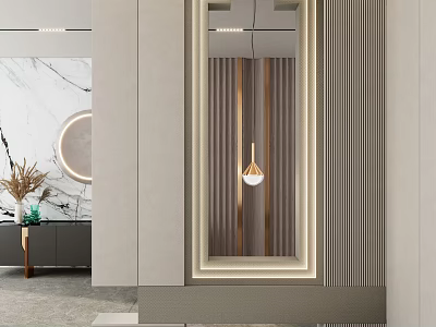 Modern Entryway Cabinet And Side Cabinet With Mirror Design And Storage Function 3d model