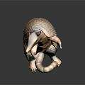 Reptile Featuring Scaly Shell Light Brown Color Ears And Reflection On Dark Background 3d model
