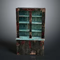 Vintage Wooden Bookshelf With Rustic Distressed Finish And Open Storage Shelves