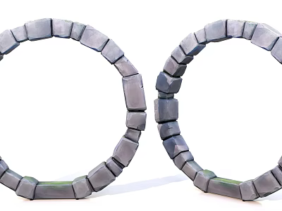 Decorative Rockery Stones Forming Two Circular Structures For Garden Design 3d model