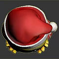 Yellow Smiling Emoji Wearing Santa Hat And Red White Striped Clothes With Hands On Cheeks