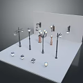 Various Styles Lighting Combination With Street Lamps Wall Lights Black Brown Fixtures On White