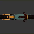 Teal And Orange Motorcycle With Unique Design And Reflective Surface Features 3d model
