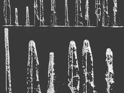 White Columnar Structures On Black Background With Textured Surfaces And Shapes 3d model