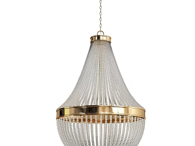 Elegant Crystal Chandelier With Gold Frame Hanging Conical Transparent Design And Decorative Structure 3d model