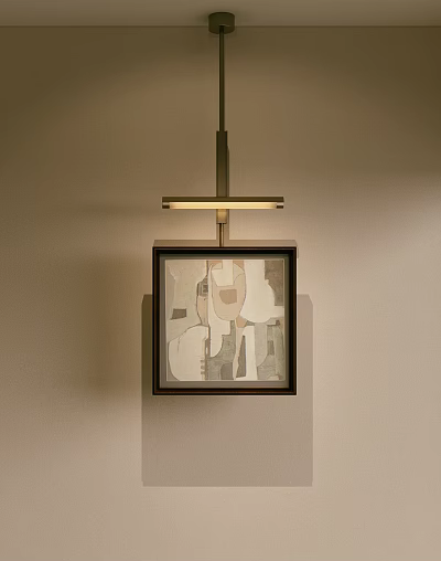 Modern Abstract Painting Framed Hanging On Wall With Geometric Shapes And Neutral Tones Interior Decor 3d model