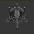 Futuristic Mechanical Automated Turret Weapon With Rotating Base Twin Barrels And Metallic Armor