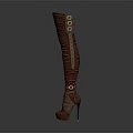Brown Knee High Boots with Laced Design and High Heel for Fashionable Look