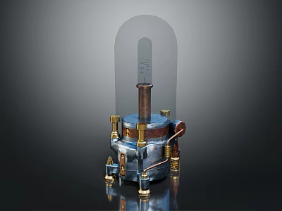 Modern Industrial Furniture Lamp With Metal Base Transparent Shade And Brass Connectors 3d model