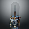 Modern Industrial Furniture Lamp With Metal Base Transparent Shade And Brass Connectors