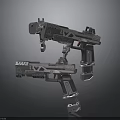 Futuristic Sci Fi Guns Featuring Mechanical Details And Metallic Tactical Design