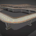 Realistic Road Scene Components With Curved Straight Roads And Lane Markings