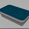 Blue Rectangular Plastic Tray With Smooth Surface On Black Background
