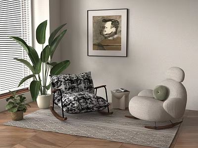 Modern Simple Leisure Chair Rocking Chair 3d model