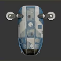 Blue Futuristic Spaceship Model With Transparent Cockpit White Thrusters And Detailed Body