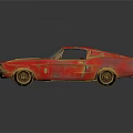 Red Vintage Car Model With Weathered Paint Black Roof And Golden Shiny Wheels
