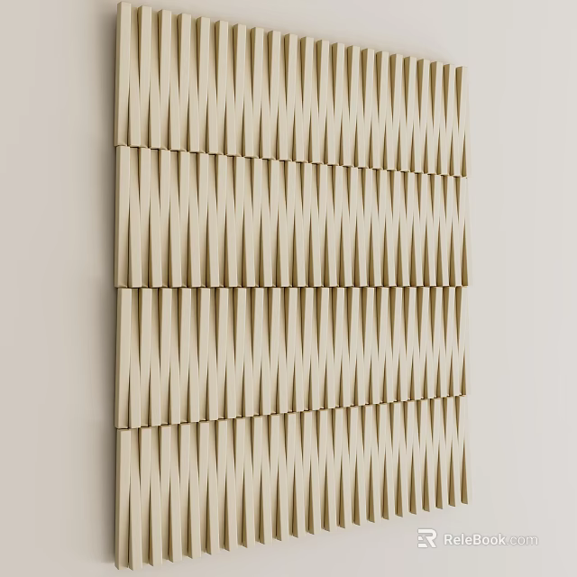 Modern Beige Wall Panel Design With Vertical Stripe Pattern And Wooden Texture 3d model