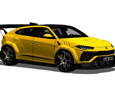 Yellow Lamborghini SUV With Sporty Exterior Design Rear Spoiler And Large Alloy Wheels 3d model