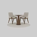 Modern Wooden Table Chair Set With Beige Seats Round Top And Minimalist Design