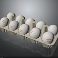 Cute Easter Rabbit Themed White Eggs With Red Text In Paper Carton Package 3d model