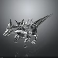 Mechanical Dinosaur Character 3D Model With Silver Metallic Texture Spiked Back And Detailed Mechanical Structure 3d model