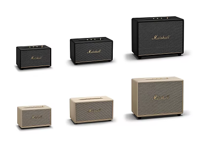 Marshall Wireless Speakers Collection In Multiple Sizes Black And Beige Colors 3d model