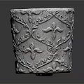 White Ceramic Plant Pot With Carved Vine Design For Indoor Flowers