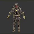 Purple Hooded Character Outfit With White Accents Armored Details And Gloves