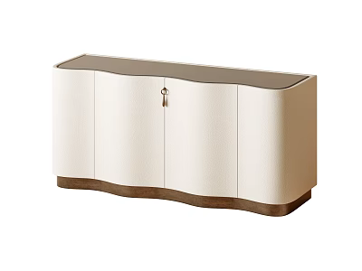 Modern Entryway Cabinet Sideboard With Beige Curved Cupboard And Dark Brown Base 3d model