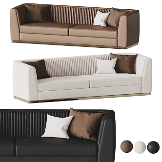 Multi-person Sofa Double Sofa Casual Sofa Simple Sofa Leather Sofa 3d model